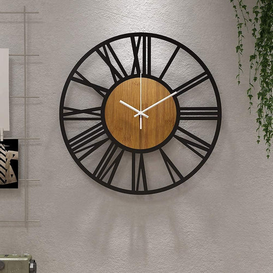 1st owned 34CM Small Wall Clock for Living Room Decor,Vintage Modern Round Nearly Silent Little Ticking Black Wood Clocks for Home Garden Office Cafe Decoration