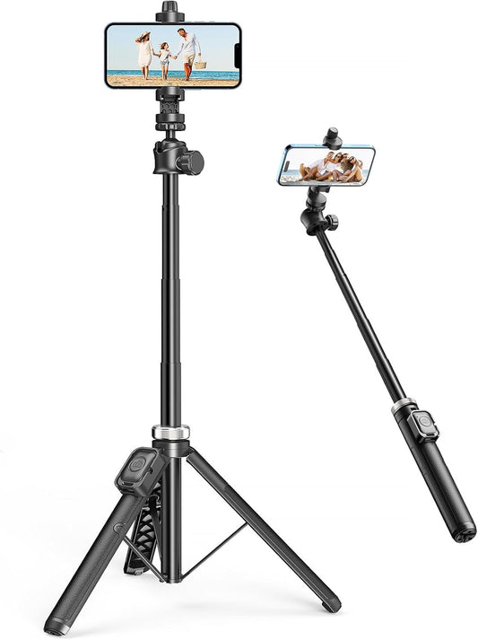 62" Phone Tripod - MIIASI Extendable Tripod for iPhone and Selfie Stick Tripod with Remote, 360° Ball Head Upgraded Cell Phone Tripod for Video Recording, iPhone 14/13/12 Pro Max/Android