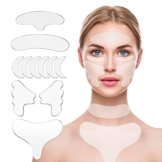 Patches for Reducing Wrinkles Set of 11 Pcs Facial Wrinkle Remover Strips, Anti Wrinkle Patches For Forehead Eye Neck Chest And SIlicone pad remove face Wrinkles Treatment Anti-Ageing Pad