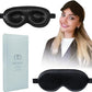 New Silk Eye Sleeping Mask with Adjustable Strap- 3D Contoured Eye Mask for Sleeping, Eye Cover Sleep Mask w/Silk Covered Strap for Women, Men, Genuine Mulberry Silk, Black