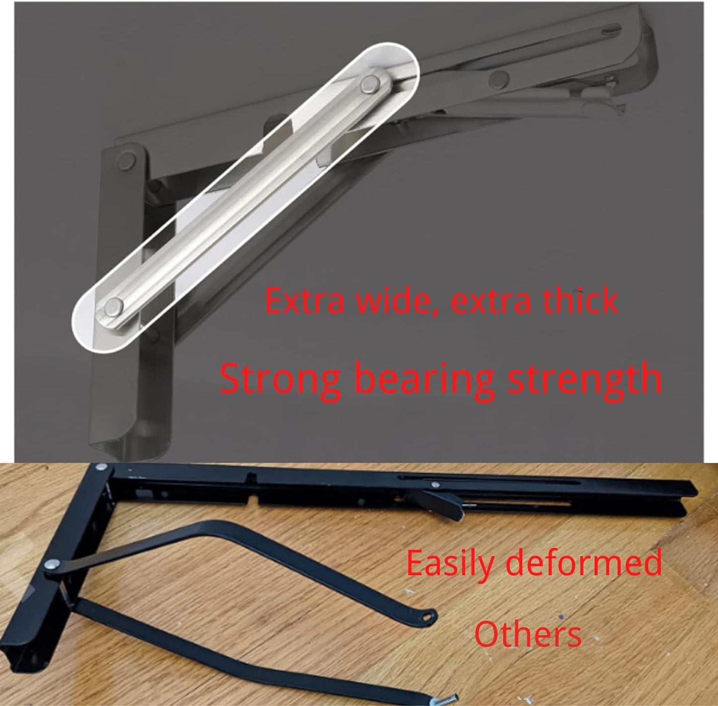 Folding Shelf Brackets 12 inch,Folding Brackets Heavy Duty Max.Load 410lb,DIY Space Saving Wall Mounted Folding Table,Pack of 2