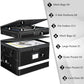 Fireproof Document Box with Lock, 2-Layer Detachable Collapsible File Organizer with 12 File Folders, Filing Box with Handle Portable Home Office Safe File Box with Reflective Strip