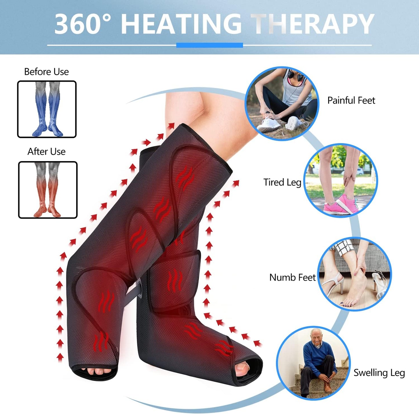 New Leg Massager with Heat and, Leg Massager for Circulation and Pain Relief FSA HSA, Heating Calf Leg Air Compression Massager Help with Relief Edema RLS