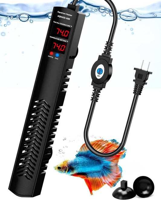 New fish Aquarium Heater 75-120 gallon 500w submersible fish tank water heater digital temperature