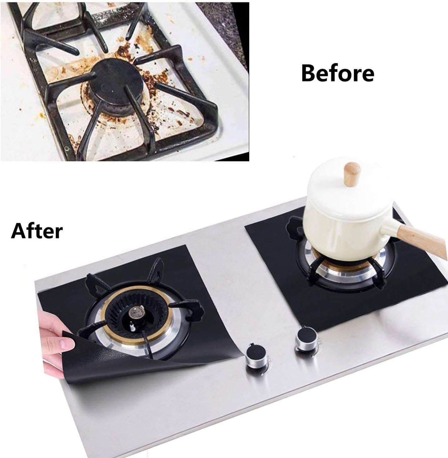 Forlivese Reusable Gas Stove Burner Covers -10 Pack Non-Stick Stovetop Burner Liners Gas Range Protectors Size 10.6x 10.6 Inch Cuttable Dishwasher Safe Easy to Clean