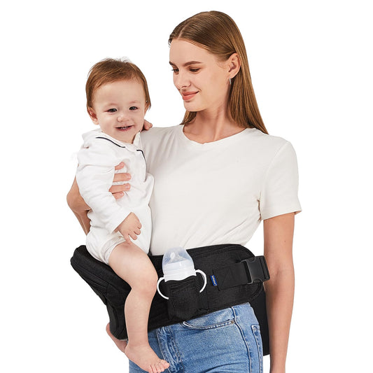 Baby Hip Carrier with Seat, Hip Seat Baby Carrier with Advanced Adjustable Waistband & Various Pockets, Ergonomic Carrier for Newborn to Toddlers All-Seasons(Black)