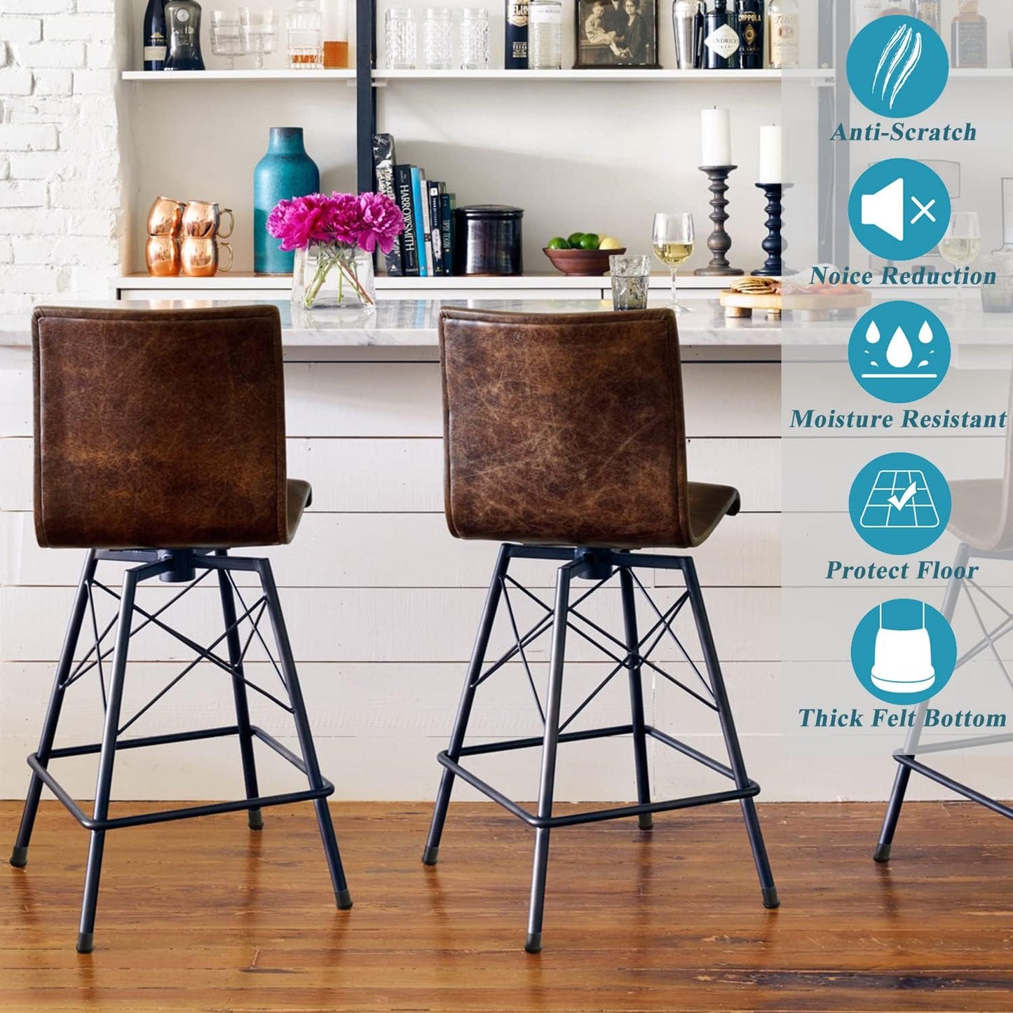 Chair Leg Protectors for Hardwood Floors, Dark Brown Silicone Chair Leg Caps Furniture with Wrapped Felt Chair Leg Covers Protect Floors from Scratching Reduce Noise 16 Pcs(Fit: 1.1''-1.4'')