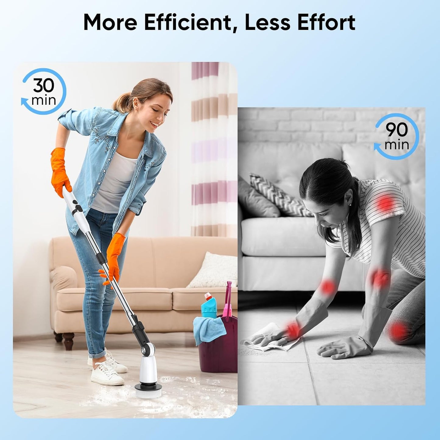 Electric Spin Scrubber, Adjustable Angle 2024 New Cordless Cleaning Brush & Extension Handle, Power Shower Scrubber with 8 Replaceable Head, 120Mins Electric Scrubber for Bathroom, Tub, Floor, Kitchen