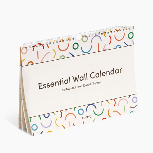 New - Essential Desk Calendar - Undated 12 Month Wall & Desk Calendar - 11.75” x 8” - Minimalist Design - Spiral Hanging Wall Planner - Eco-Friendly Paper - Office Supplies - 2024 - Doodle
