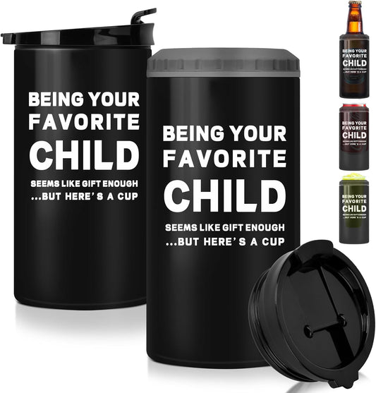 Fathers Day Dad Gifts from Daughter Son, 12OZ 4-in-1 Dad Can Cooler, 16OZ Tumbler Stainless Steel Insulated Travel Cup Birthday Anniversary Christmas Gifts for Father Him Grandpa Stepdad New Dad