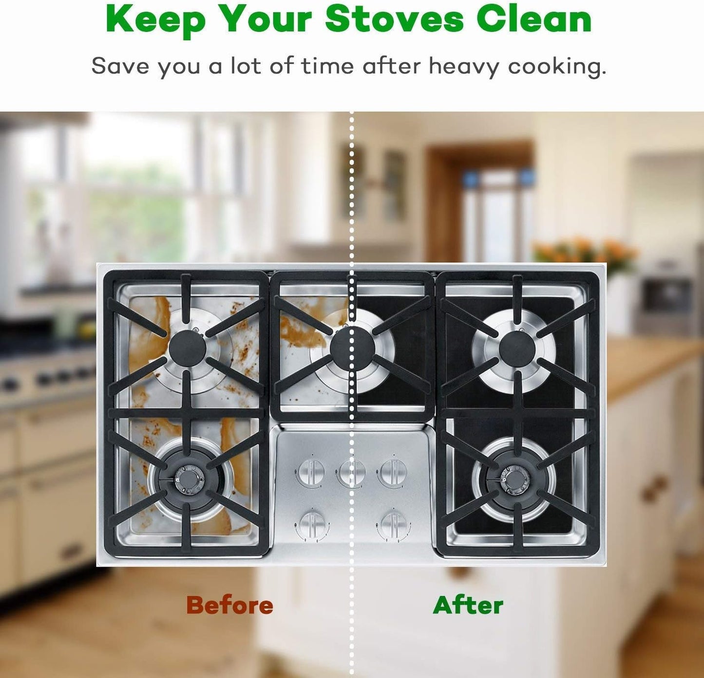 Forlivese Reusable Gas Stove Burner Covers -10 Pack Non-Stick Stovetop Burner Liners Gas Range Protectors Size 10.6x 10.6 Inch Cuttable Dishwasher Safe Easy to Clean