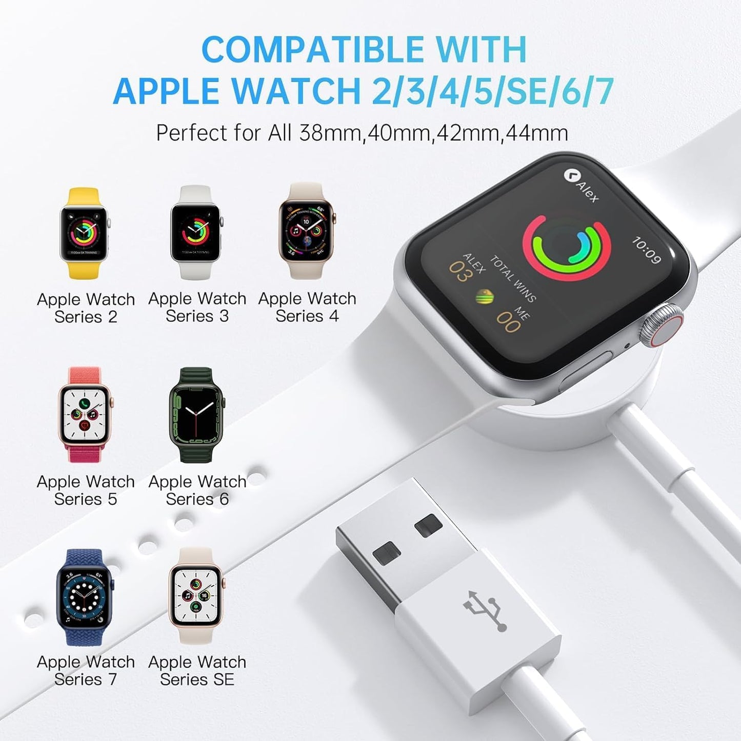 Upgraded Watch Charger for Apple Watch Charger - Watch Charging Cable for Watch Series Ultra 9/8/7/6/5/4/3/2/SE/SE2, Magnetic Fast Charger Cord for iWatch Portable Wireless Charging (3.3ft /1m)