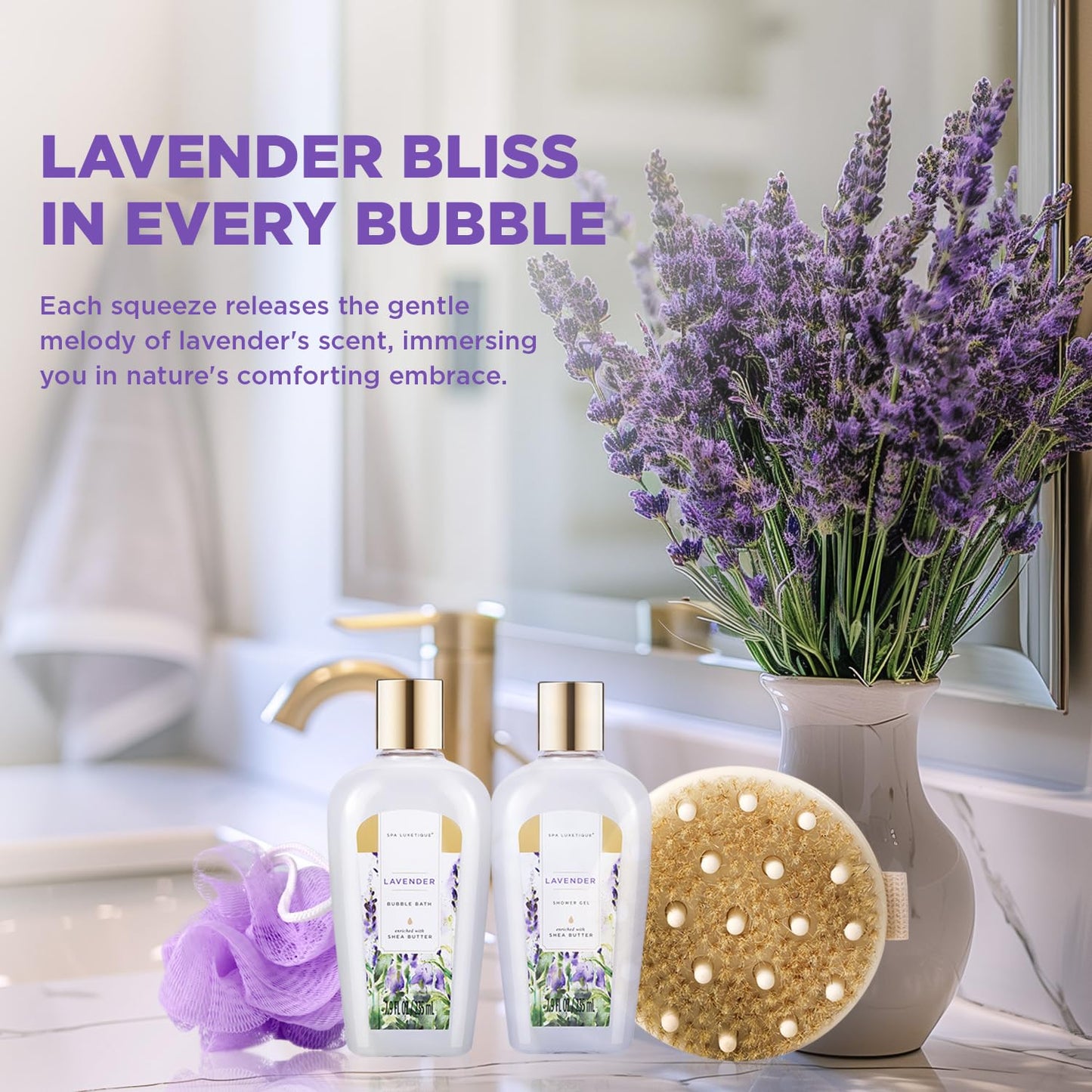 Gift Baskets for Women Spa Gifts for Women 15pcs Lavender Home Spa Kit for Women Gifts Spa Luxetique Bath and Body Gift Sets Tote Bag Gifts for Women Birthday Gifts for Her Mothers Day Gifts for Mom