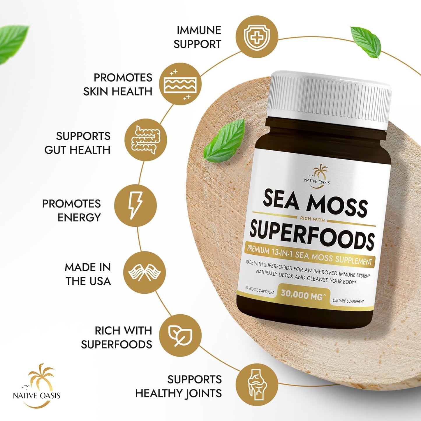 (2 Bottles) Sea Moss Capsules Plus Superfoods | Sea Moss Black Seed Oil Ashwagandha Ginger (30,000mg) Raw Irish Sea Moss Pills | Advanced Energy, Immune Support & Detox | 180 Count.