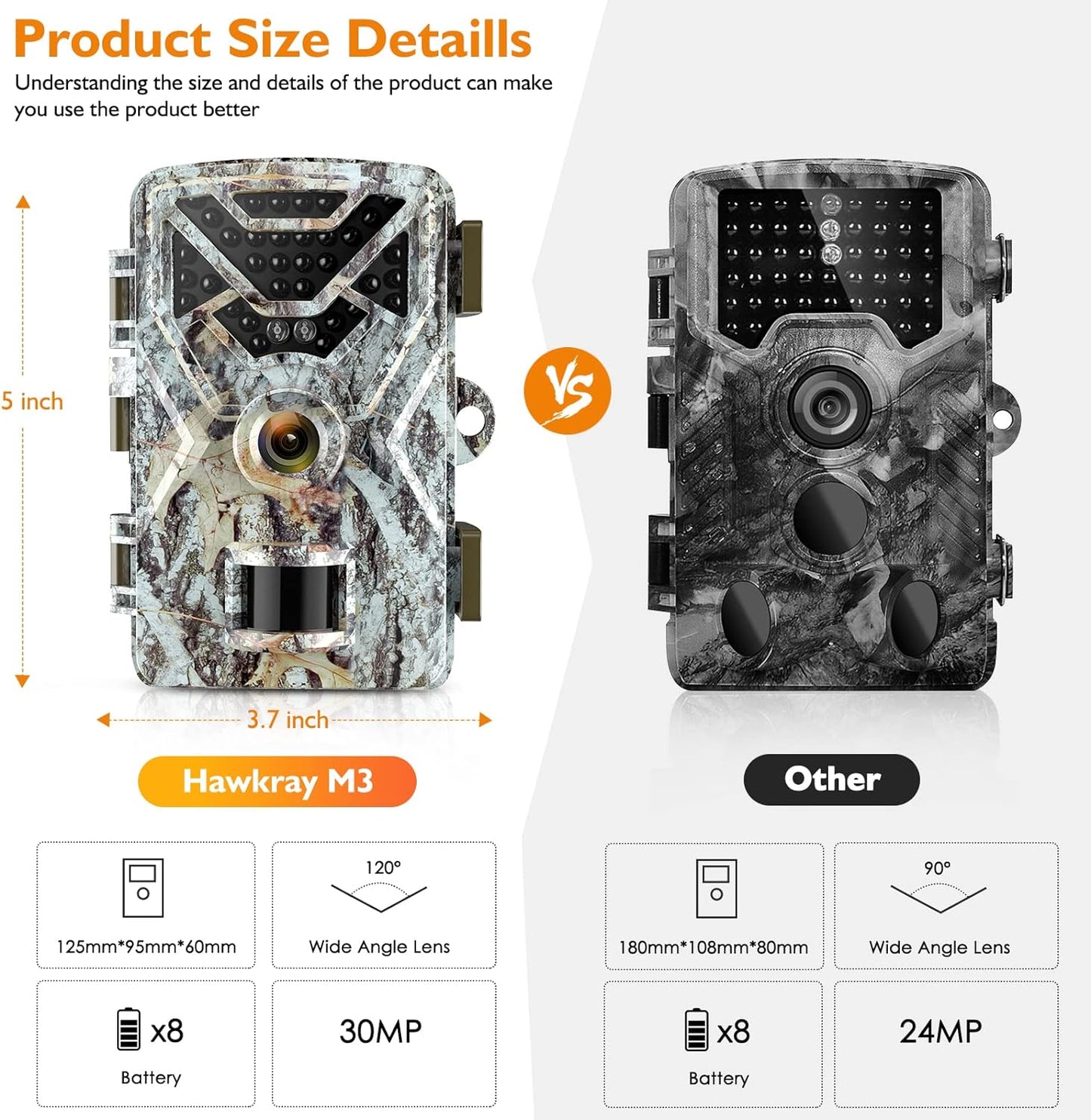 New Trail Camera 30MP 2K,Game Camera with Wide-Angle Motion Latest Sensor View 0.2s Trigger Speed 8 Batteries and 32GB SD Card 2'' HD TFT Screen Waterproof Cam for Wildlife Monitoring