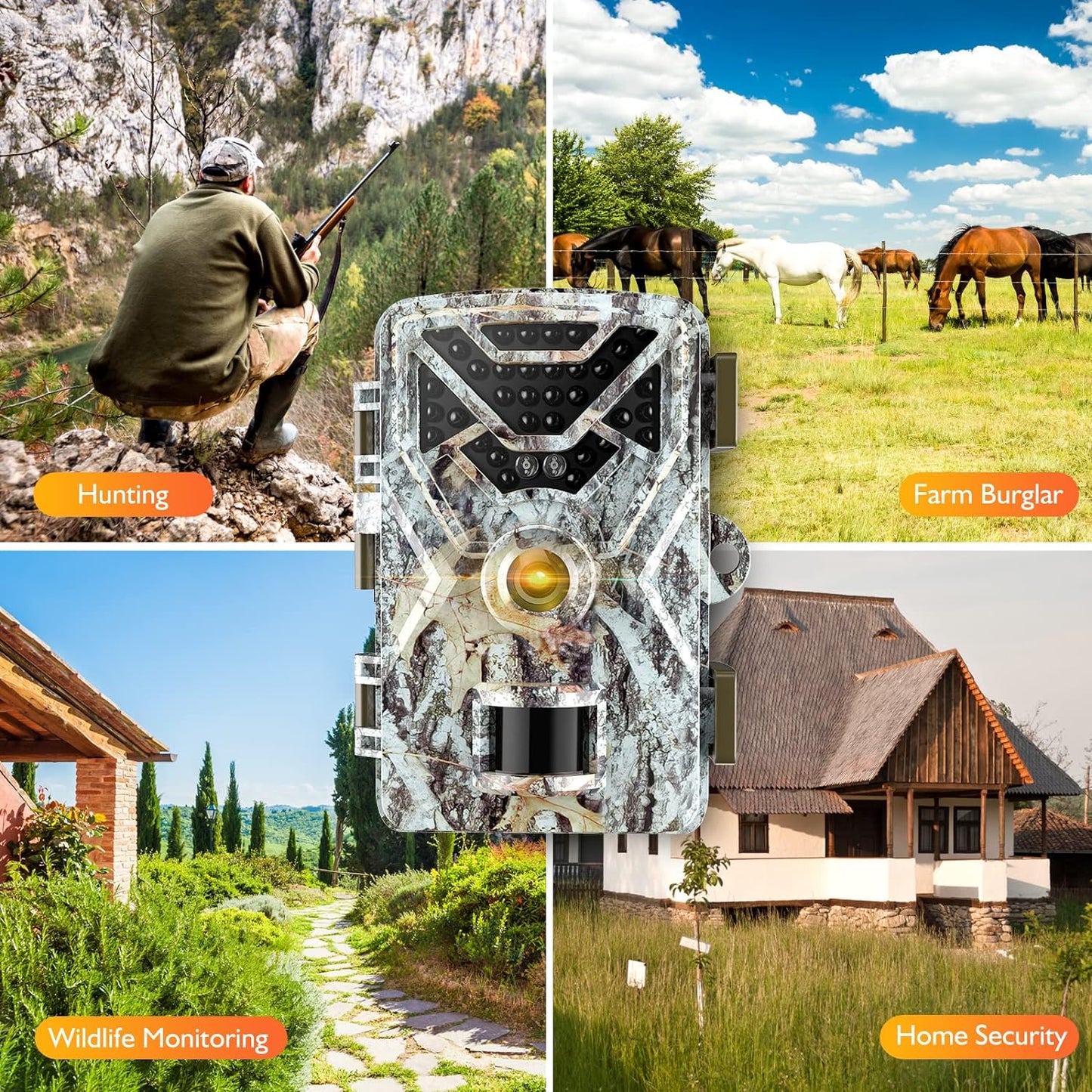 New Trail Camera 30MP 2K,Game Camera with Wide-Angle Motion Latest Sensor View 0.2s Trigger Speed 8 Batteries and 32GB SD Card 2'' HD TFT Screen Waterproof Cam for Wildlife Monitoring