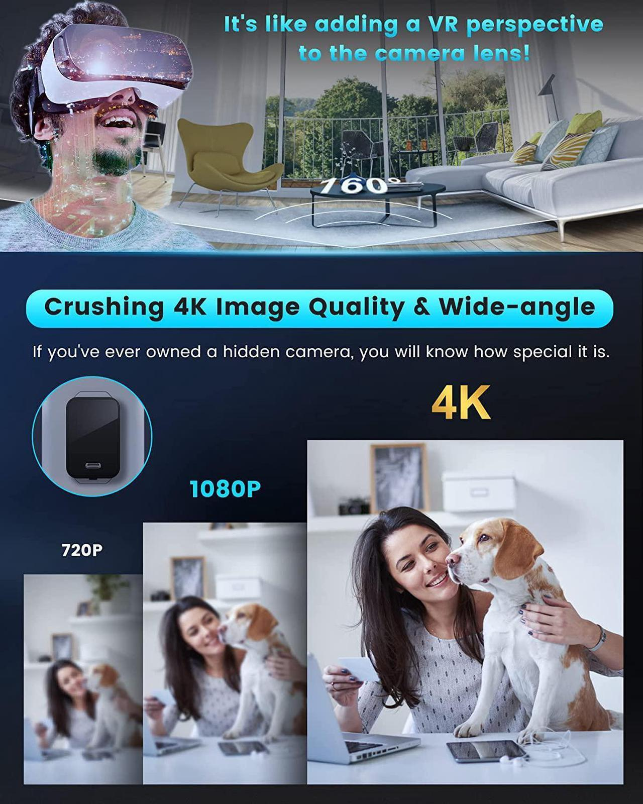 4K Full Hidden Camera WiFi 160 Wide-Angle Spy Charger TuyaSmart APP Night Vision