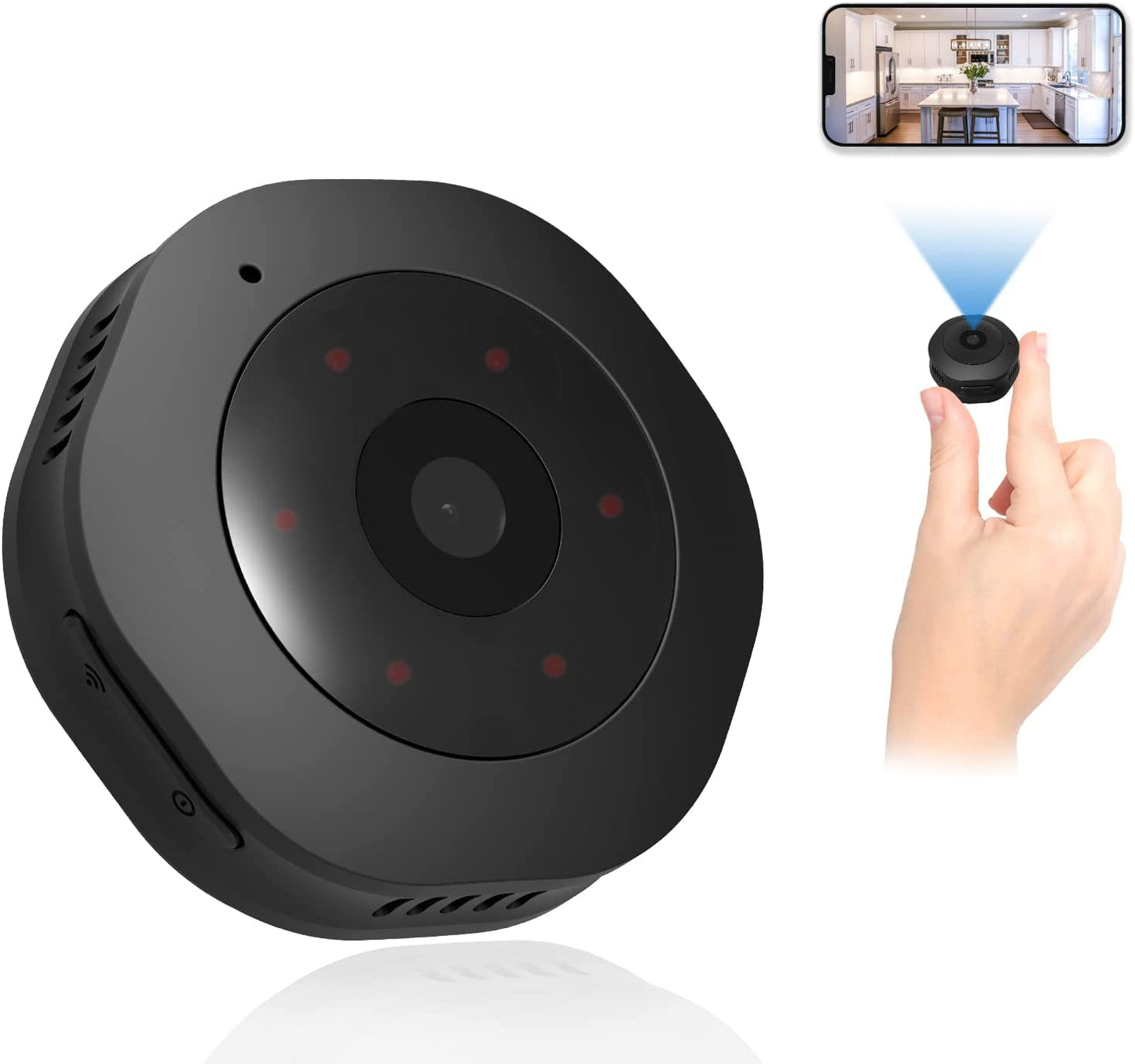 New WiFi Indoor Home Security Camera, Wide Angle Wireless Motion Detection, Small Home Surveillance Security Camera, Nanny Cams with Audio and Video Recording Live Feed