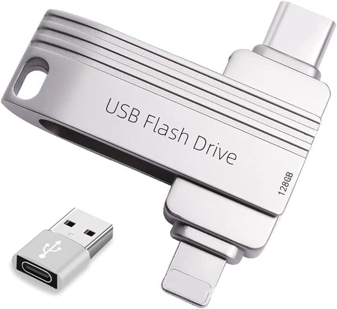 128GB Dual USB3.0 Flash Drive for iOS,3 in 1 Ultra USB C Memory Stick Drive,High-Speed Transfer Thumb Drive,USB C External Date Storage Drive,USB Zip Drive for MacBook/Android Phones/iPad/Laptop/PC