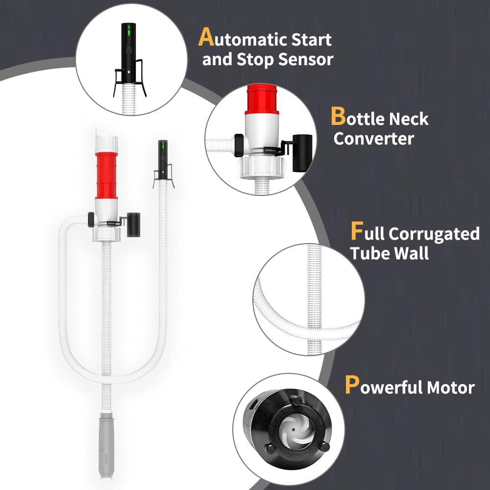 NewAutomatic Fuel Transfer Pump Transfer Pump Portable Electric Pump Gas Pump Siphon Pump for Water Liquid Transfer Pump/AA/D Battery Powered Outlet：39.3 in