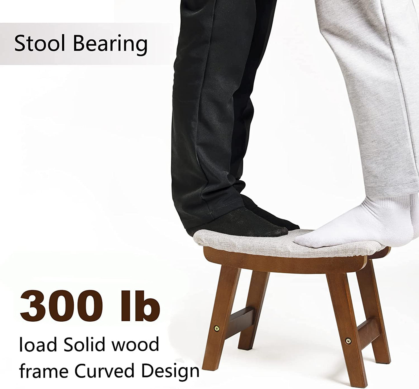 New Foot Stool, Foot Stool Small,Ottoman Foot Rest,Small Foot Stool,Foot Stool Under Desk,Wood Foot Stool for Living Room, Bedroom and Kitchen (Walnut Legs-Gray Cover)