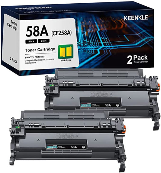 New 58A CF258A Toner Cartridge 2 Black (with Chip), Replacement for HP 58A Toner Cartridge Black, CF258A Toner Compatible with HP Pro M404dn M404n M404dw MFP M428fdw M428dw M428fdn M404 M428 Printer