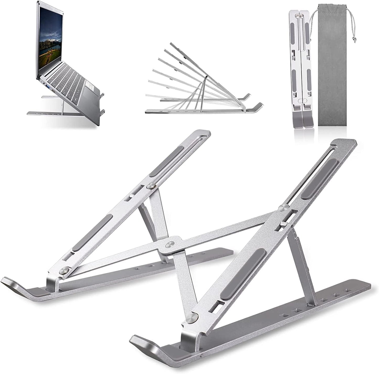New Laptop Stand for Desk, Computer Stand Laptop Riser for Laptop, Portable Notebook Stand Compatible with 9-15.6 inch Laptops(Silver)