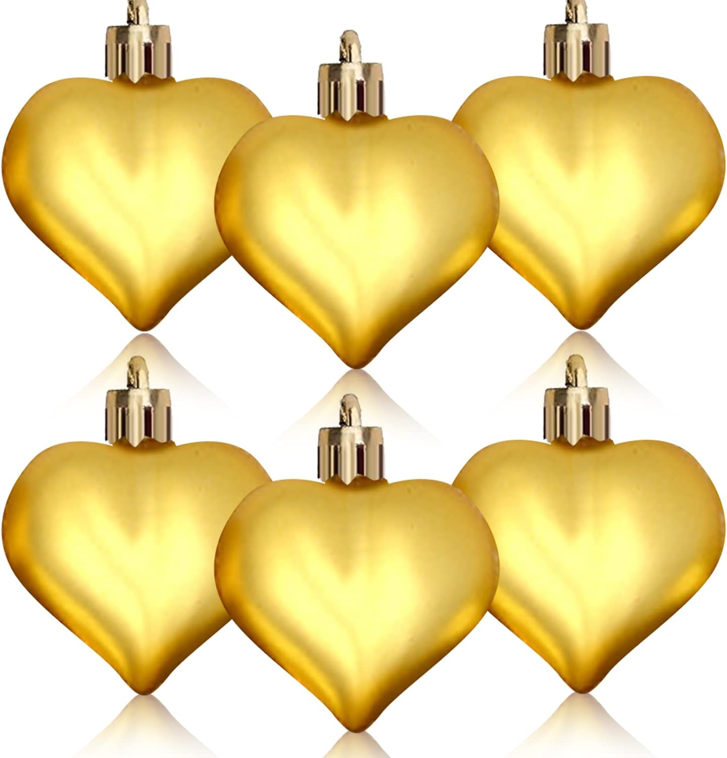 New Romantic Heart Shaped Hanging Ornaments, Party Ornaments of Plastic, Gold Heart Shaped Tree Decorations Hanging Baubles for Party, Valentine's Day, Wedding, Anniversary 【 6 PCS 】
