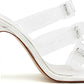 NEW Women Clear Sandals Square Toe Transparent Straps Heels Stiletto High Size 9
