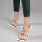 NEW Women Clear Sandals Square Toe Transparent Straps Heels Stiletto High Size 9