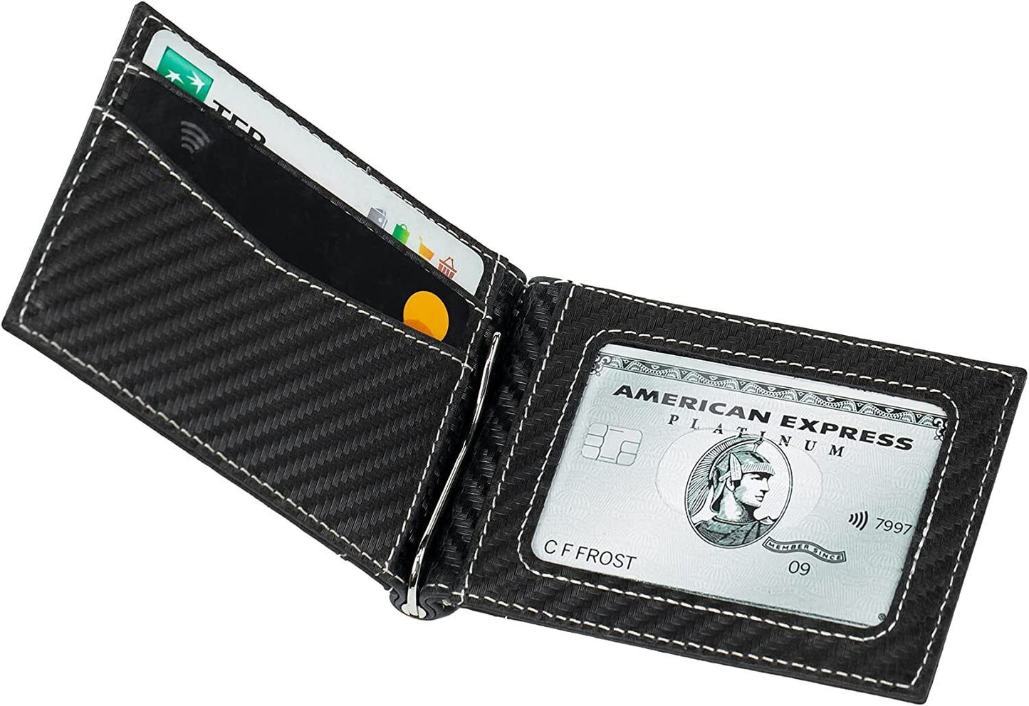 LEATHER Mens Slim Wallet Money Clip RFID Blocking Bifold Credit Card Holder NEW