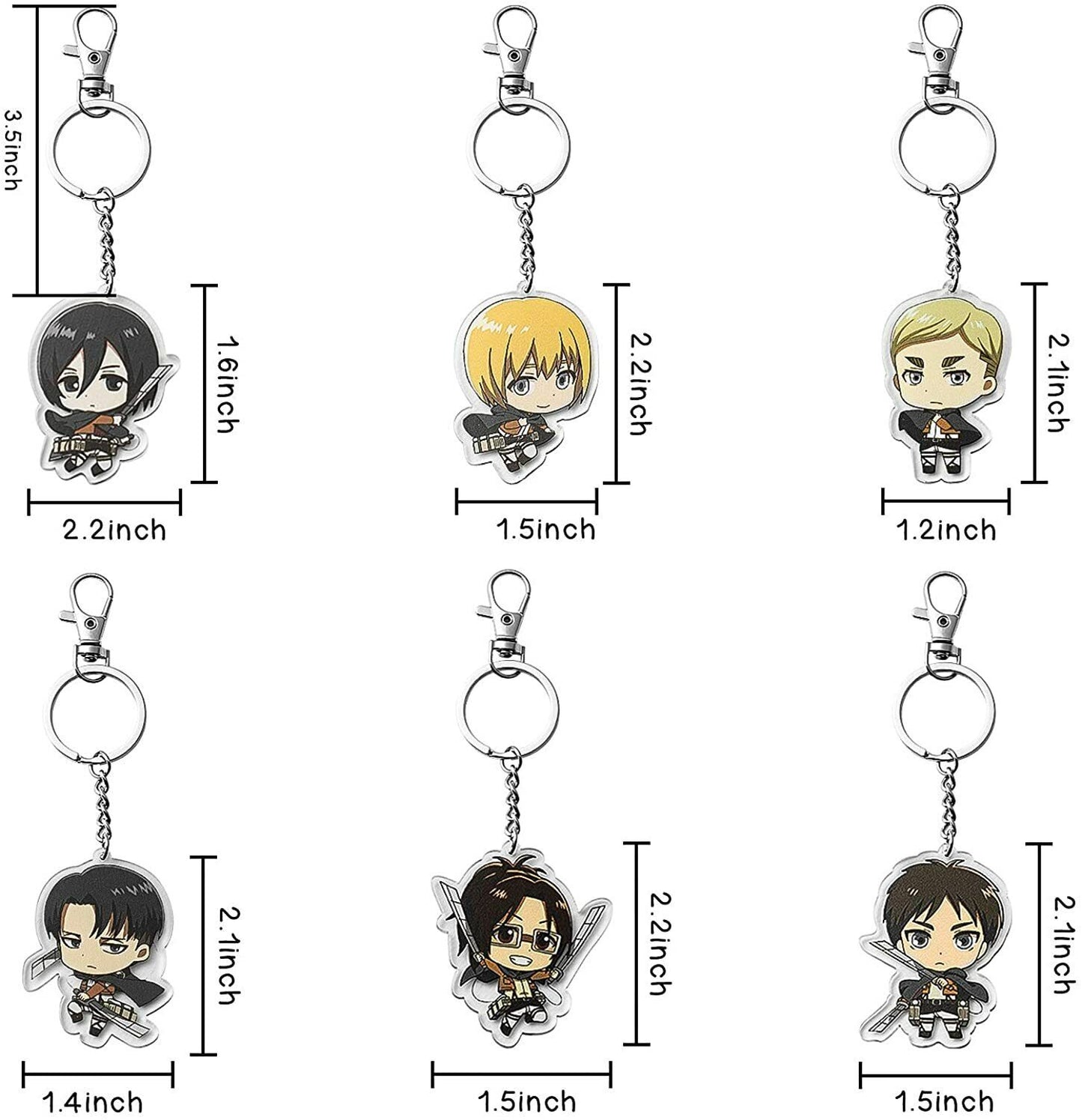 Anime 6PCS Advancing Titan Keychain Hanging with Removable Alloy Metal Ring Kids