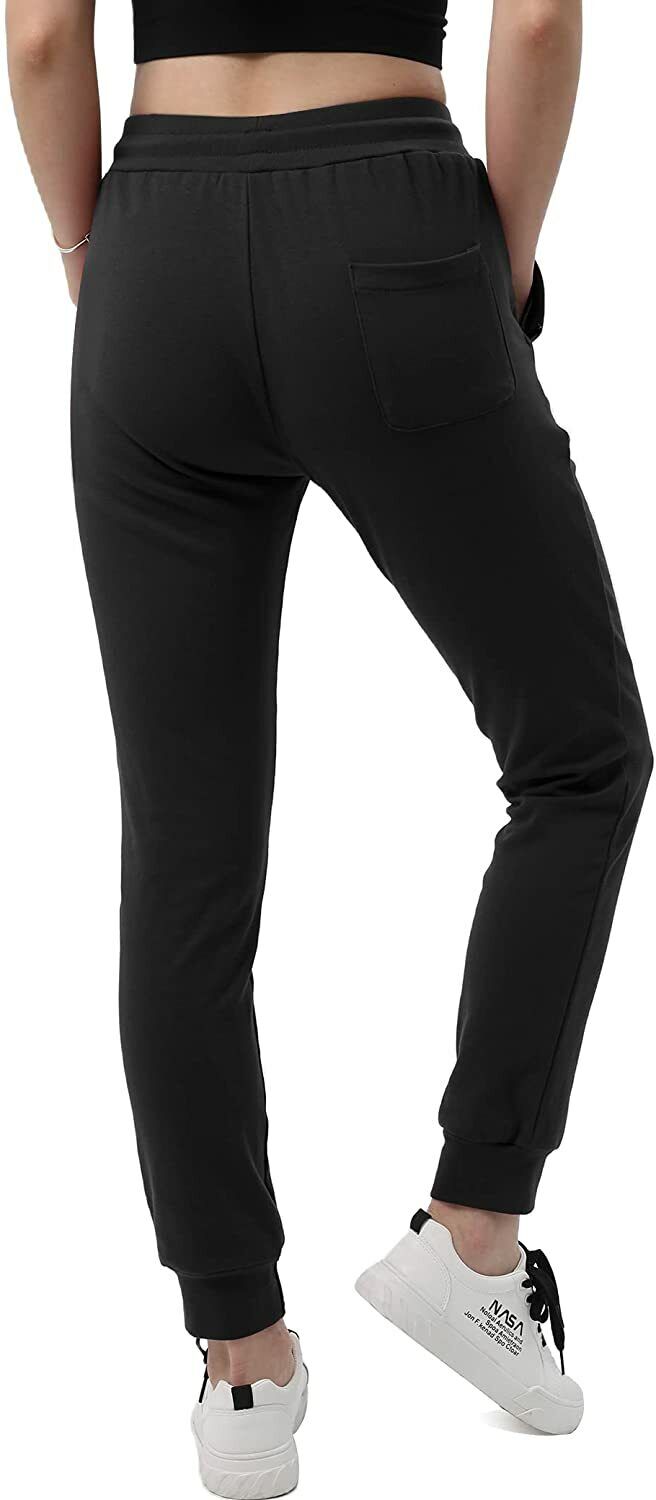 NEW Black Women's Sweatpants with Zipper Pockets Casual Sport Joggers Pants XL