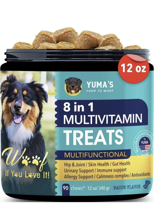 NEW Natural 8 in 1 Multivitamin 12 oz- 90 Chews Dog Treats Hip/Joint/Skin/Gut