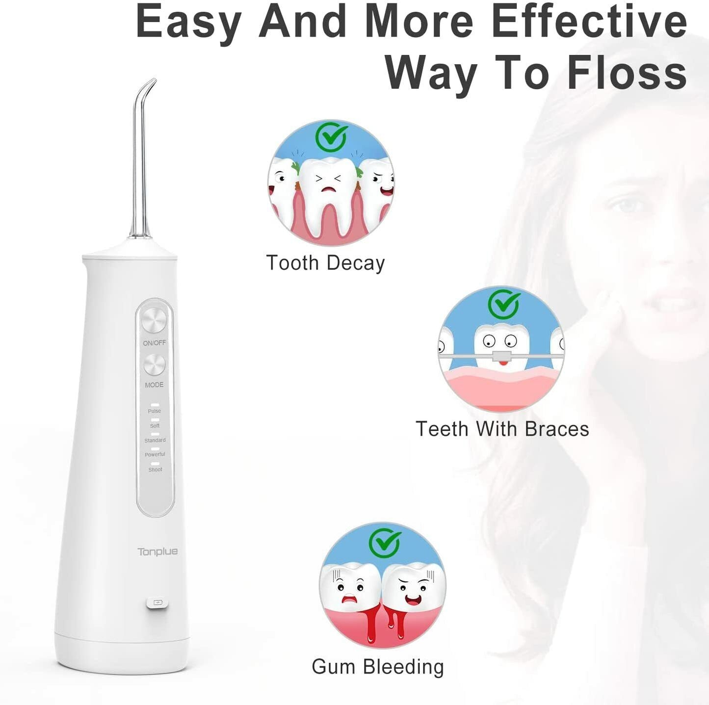 Water Flosser Cordless Teeth Cleaning Kit Rechargeable Oral Irrigator for Teeth