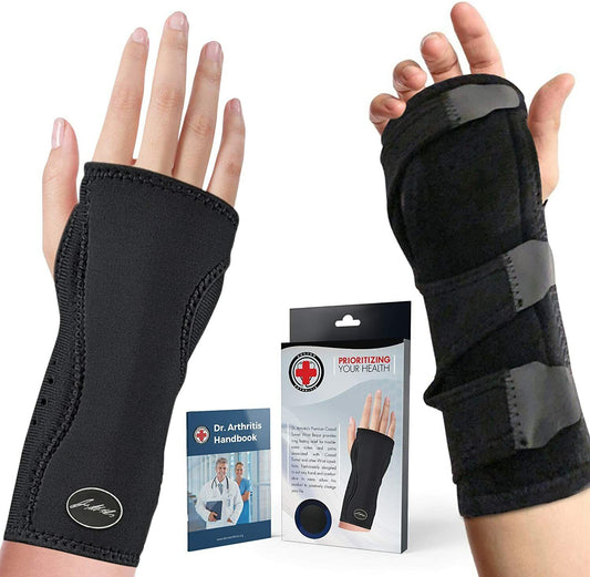 New Premium Black Carpal Tunnel Night Wrist Brace & Support with Splint