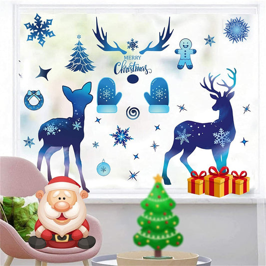 NEW 9 Sheets Merry Christmas Snowflake Window Clings Decorations for Glass,Xmas