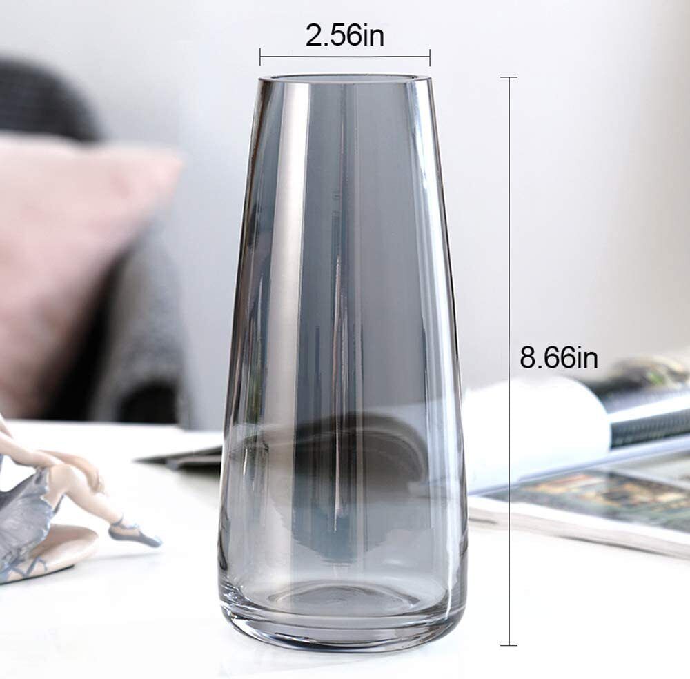 NEW Flower Glass Vase for Decor Home Handmade Modern Large Flower Vases Grey