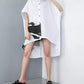 NEW Women's Oversized Button Down Shirt Dresses Batwing Sleeves High Low Top