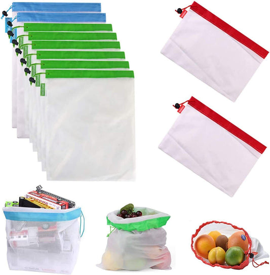 Reusable Mesh Produce Bags, Zero Waste Products 10pcs Reusable Grocery Bags, Lig