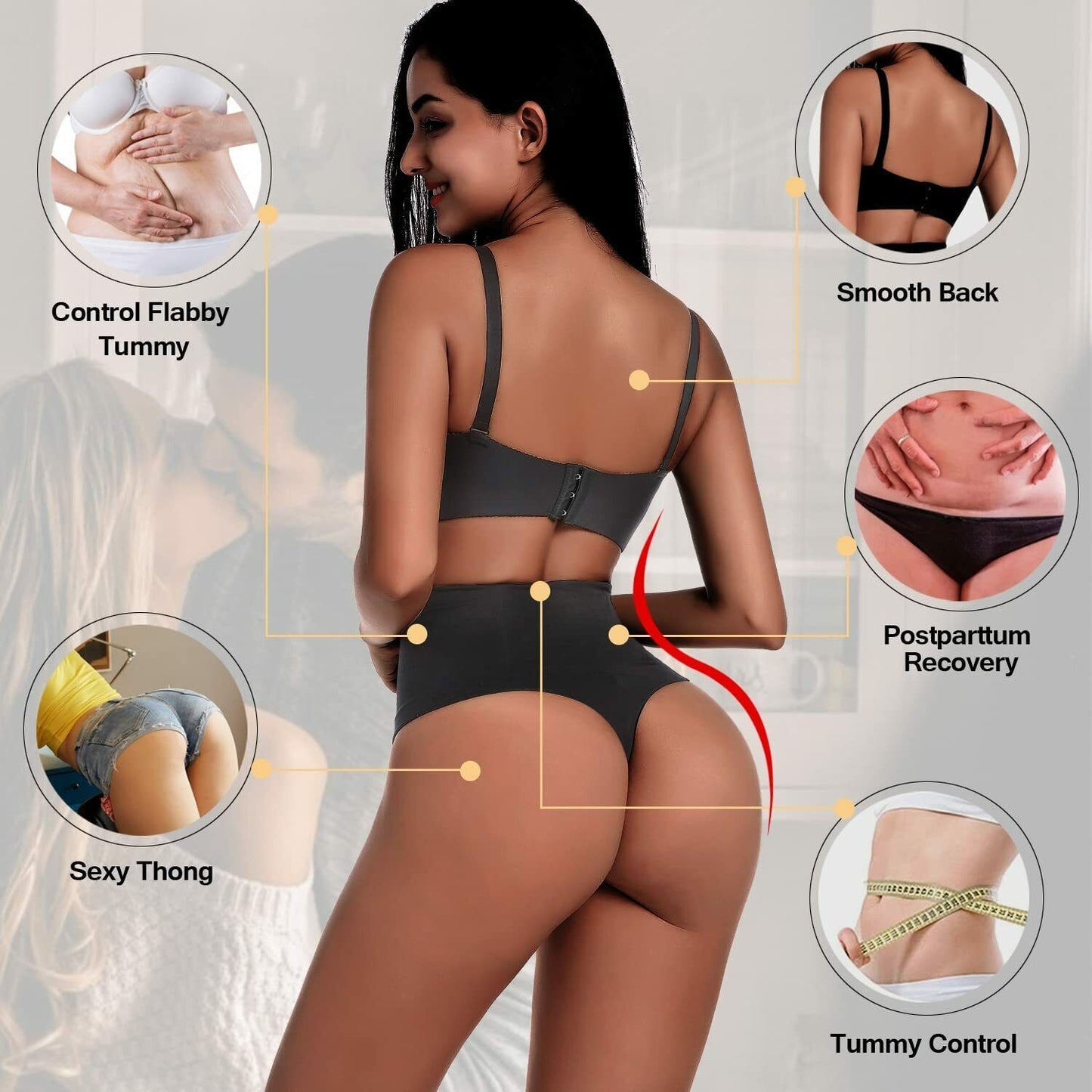 Thong Shapewear for Women Waist Trainer Tummy Control Butt Lifter Seamless Large