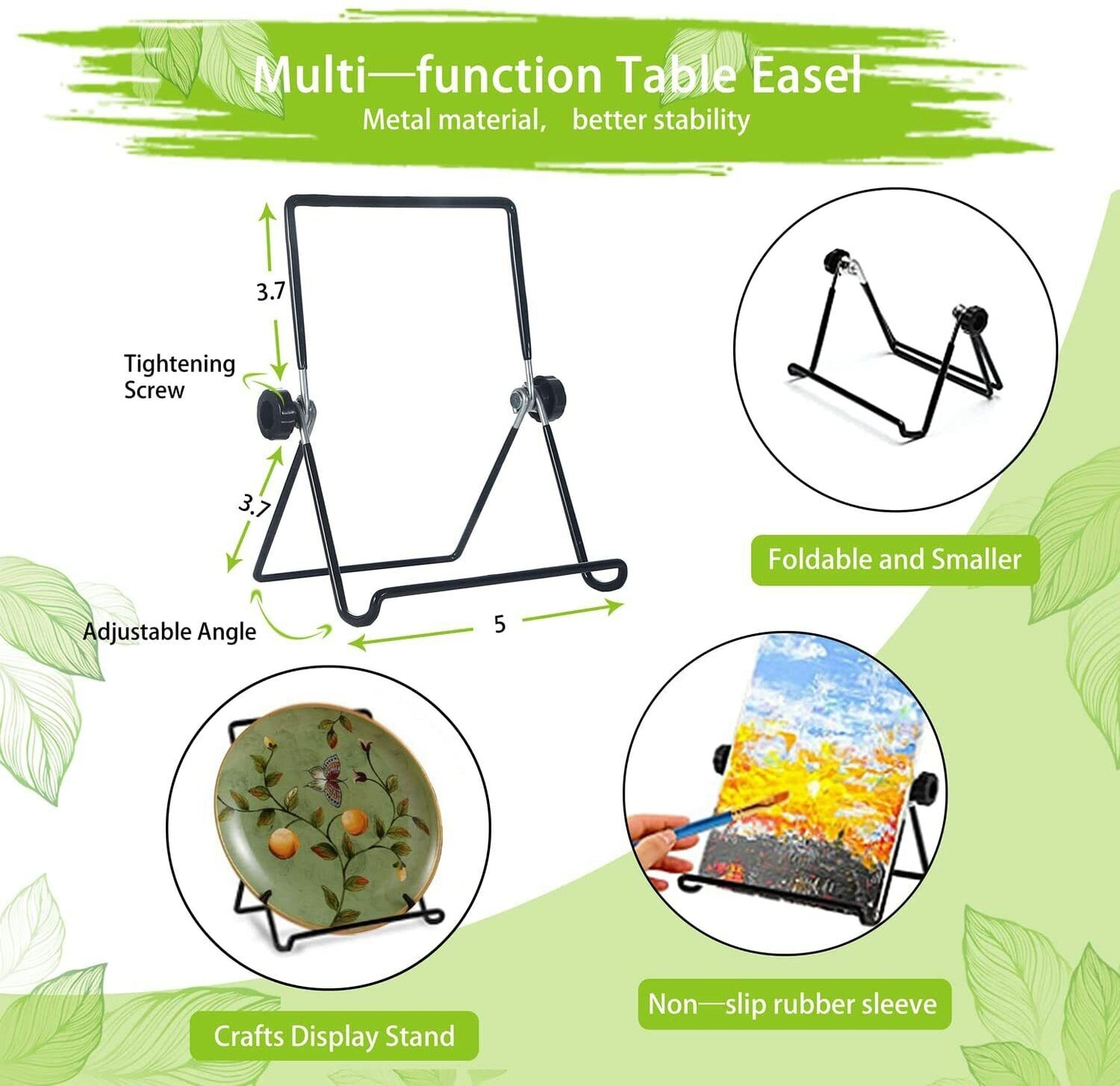 Acrylic Painting Kits Kids Nontoxic - 12 Pcs Includes Adjustable Iron Easels, 3