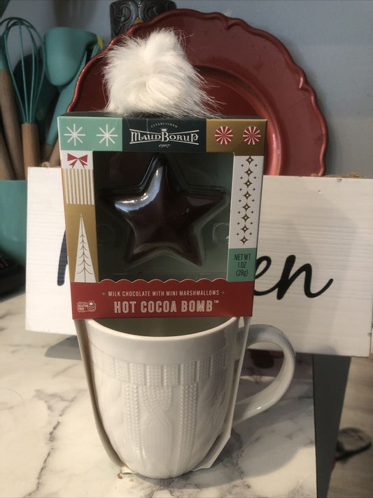 Maud Borup Hot Cocoa Bombs Milk Chocolate 1 Star ct With Mug + Feather GIFT