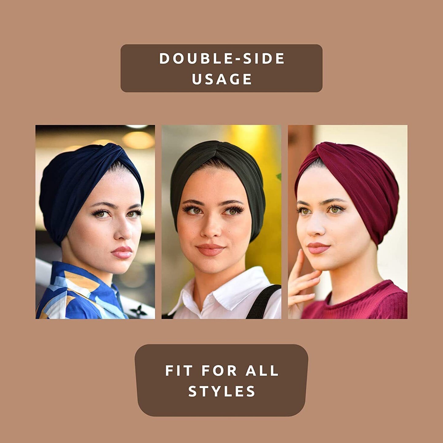 Black Turbans for Women-Hijab Undercap-Hijab Underscarf-Hijab Cap-Instant Hija