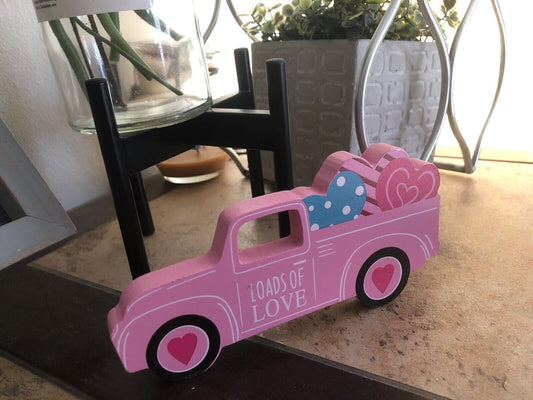 Loads Of Love Car Truck Hearts Farmhouse Rustic Sign Shelf Sitter Decor Art Wood