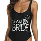 Team Bride Diamond Print One Piece Swimsuit Bathing Suits Black Padding Large L