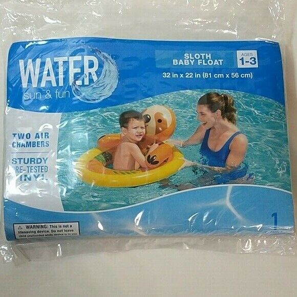 Water Sun & Fun Sloth Baby Float Inflatable Kids Swim Toy