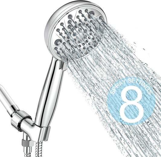 NEW Handheld Shower Head High Pressure 8 Sprays 4.5 Inches Hand Polished Chrome