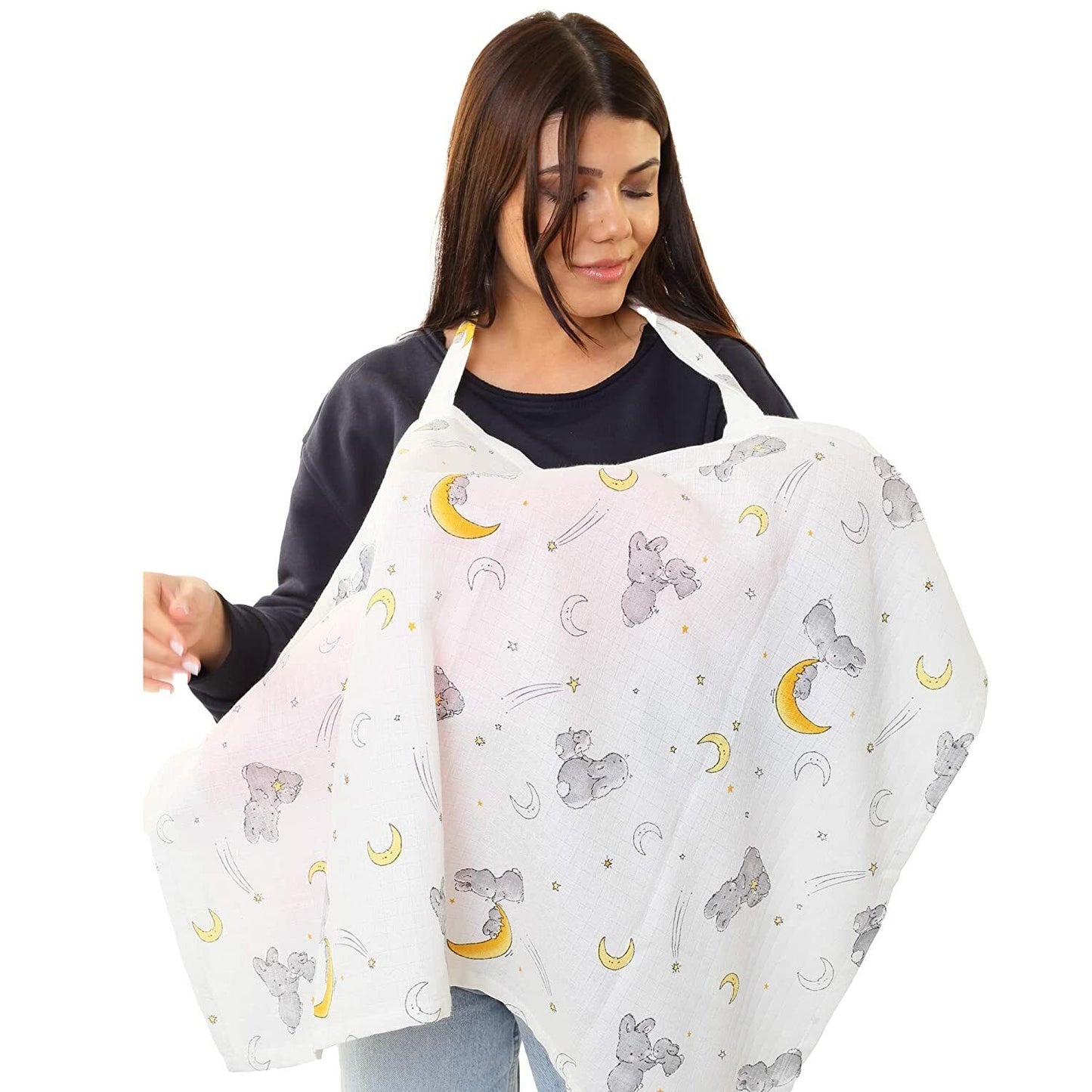 Nursing Cover for Breastfeeding, Muslin Cloth Fabric Material Soft, Apron Style