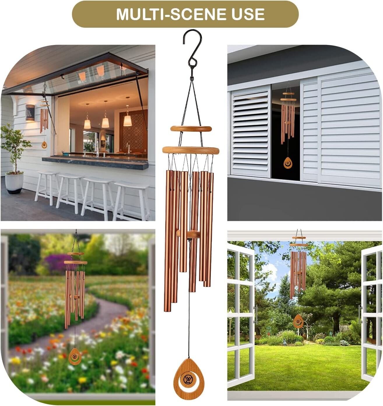 Sympathy Wind Chimes Memorial Condolence Bereavement Gifts Garden Copper Red 38"